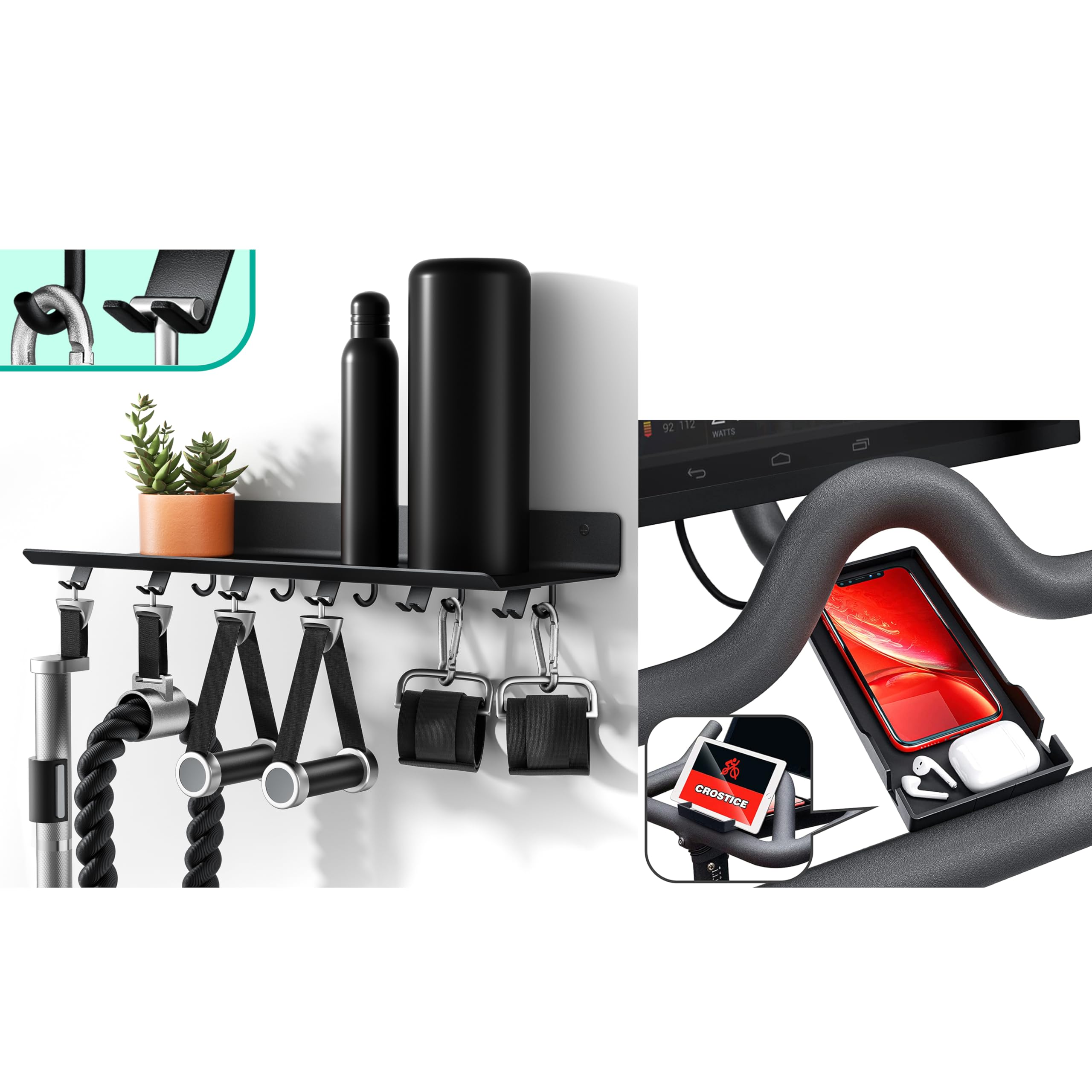 Phone Holder Compatible with OG Bike & Bike Plus Accessories, Floating Shelf Compatible with Tonal Accessories