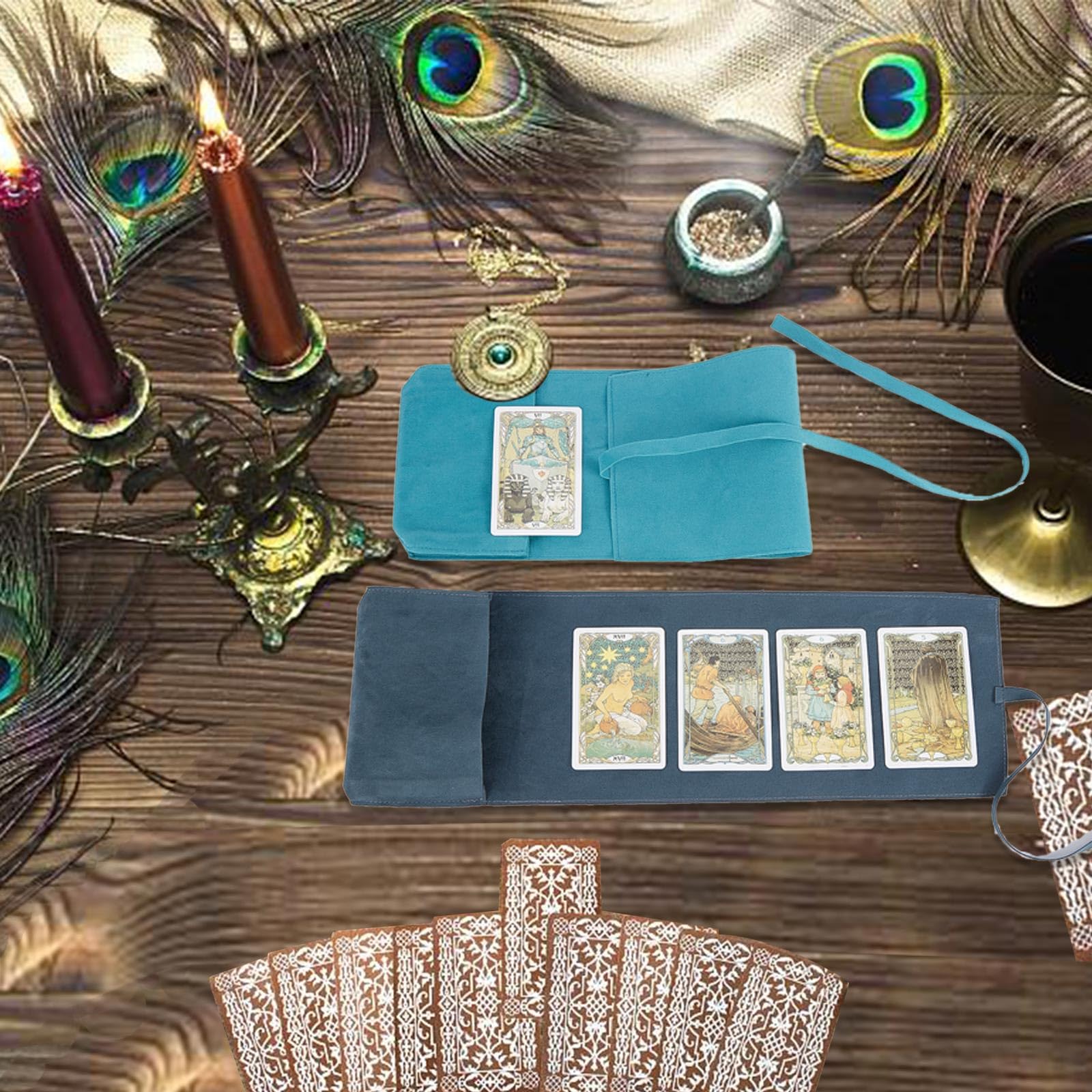 CREATCABIN 2pcs Tarot Card Holder Tarot Cards Storage Bags with Hand of