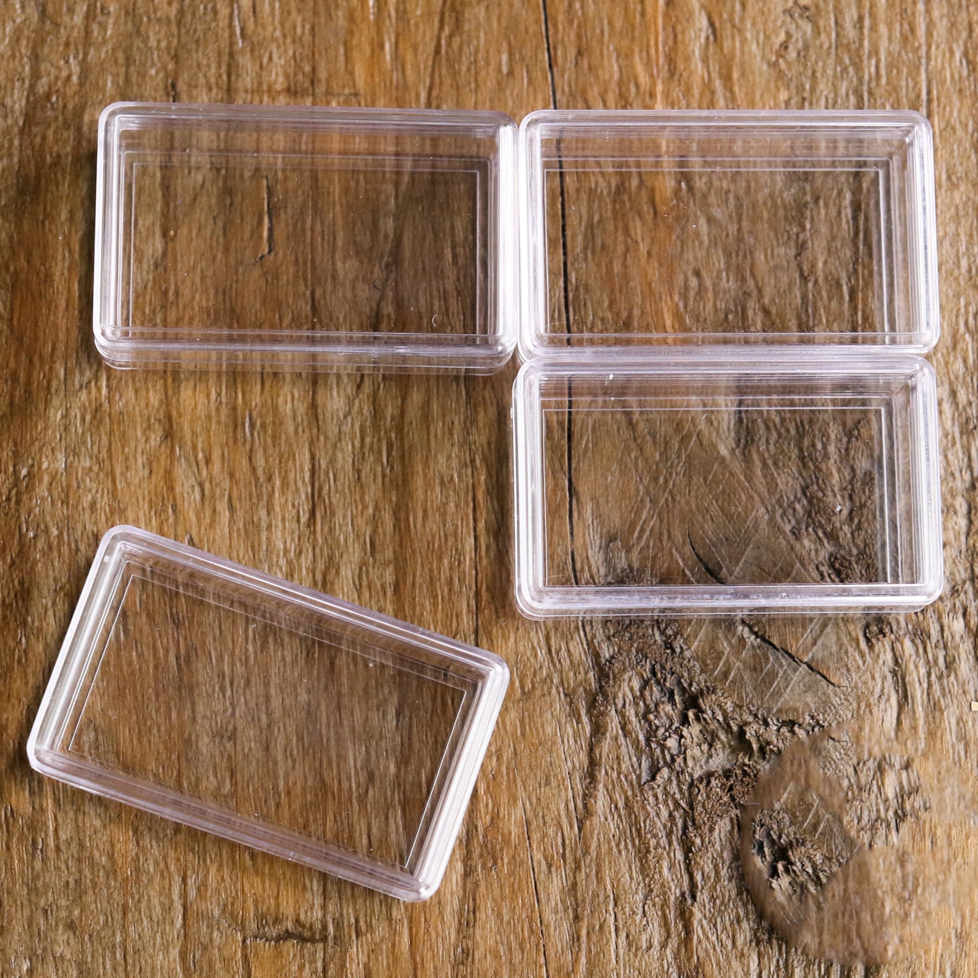 redchocol8® Set of 4 Tiny Mini Clear Plastic Container Rectangle Case Jewellery Beads Pills Storage Box