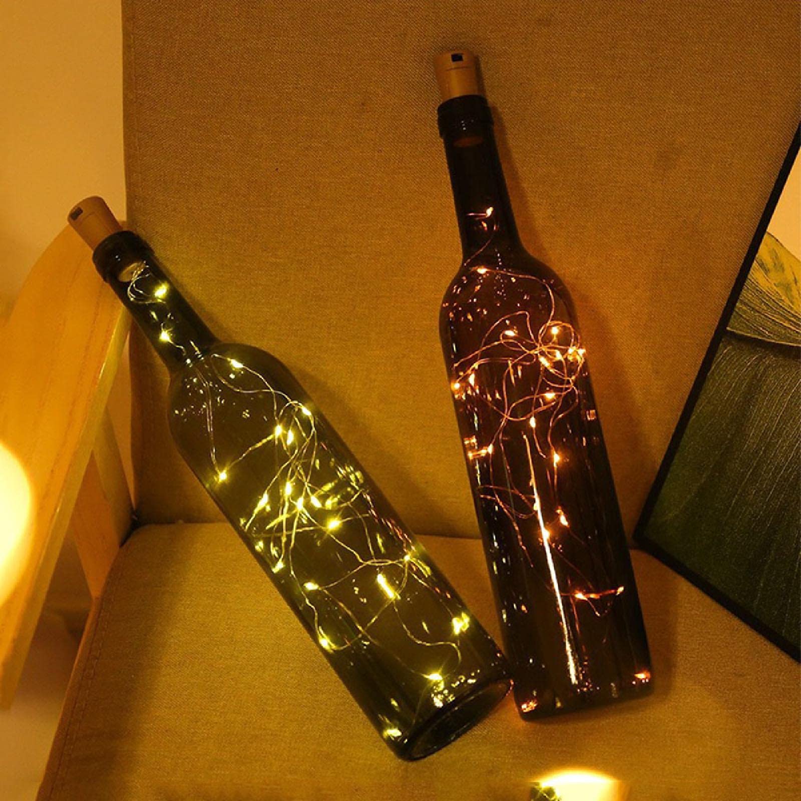 Luces LED para botella con corcho, luces de hadas de vino con pilas, con 20 ledes de alambre de cobre de 2 m para dormitorio, fiestas, bodas, decoración de Navidad y día festivo 13 piezas