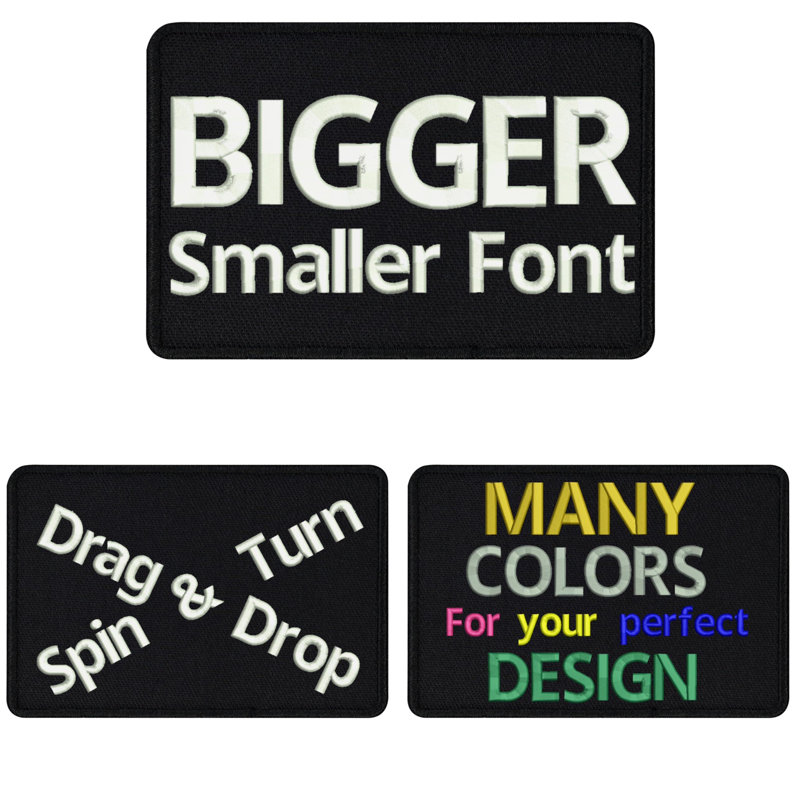 2 Patchs Brodés Personnalisables - Nom Ou Logo - Thermocollant Ou à Coudre - Pour Veste, Sac, Uniforme