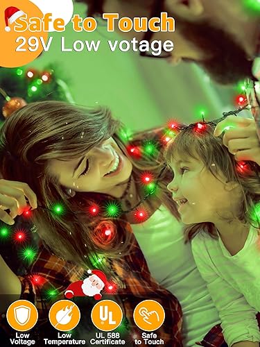 Miniatura 6 de 500 luces LED de Navidad de 164 pies, tira de luces impermeables para exteriores con control remoto y temporizador, luces de árbol de Navidad con 8