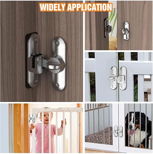 Miniatura 7 de Cerradura de puerta de granero  Pequeño 90180 grados abatible de puerta corredera de barra resistente, cerradura deslizante de seguridad para baño,