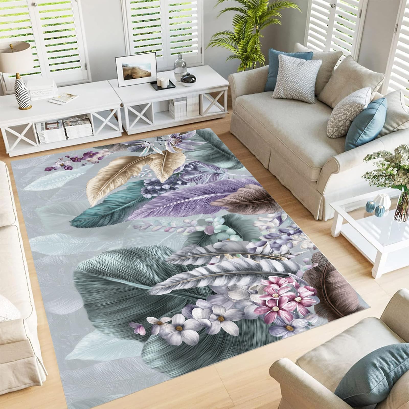 Tapis extérieur bohème violet 60x90cm lavable et antidérapant pour terrasse