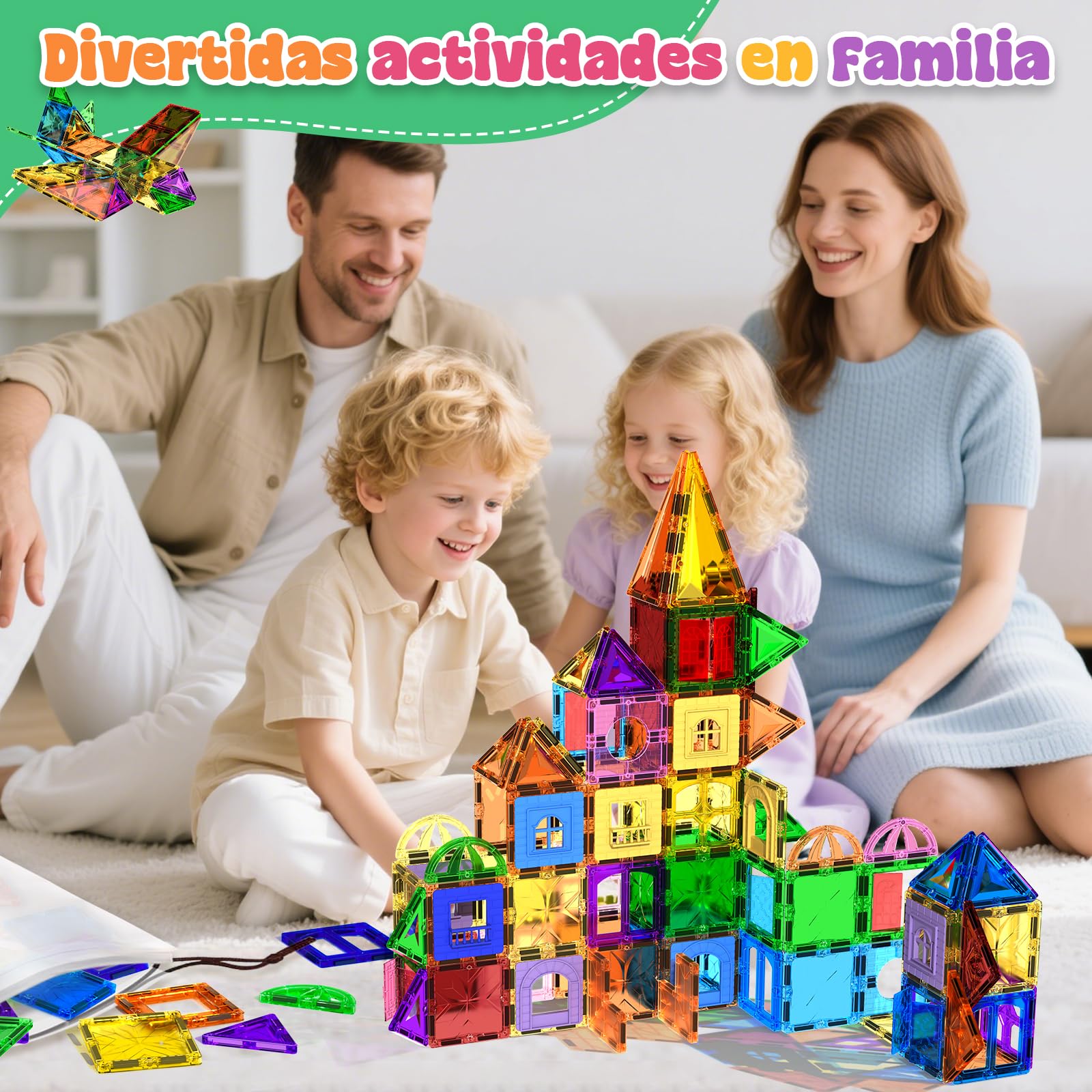 Magneverse Bloques Magnéticos 123 Piezas - Juguete de Construcción Magnético para Niños de 3 4 5 6 7 8 9 Años, Azulejos Magnéticos Educativos Stem, Regalo Creativo para Niñas y Niños
