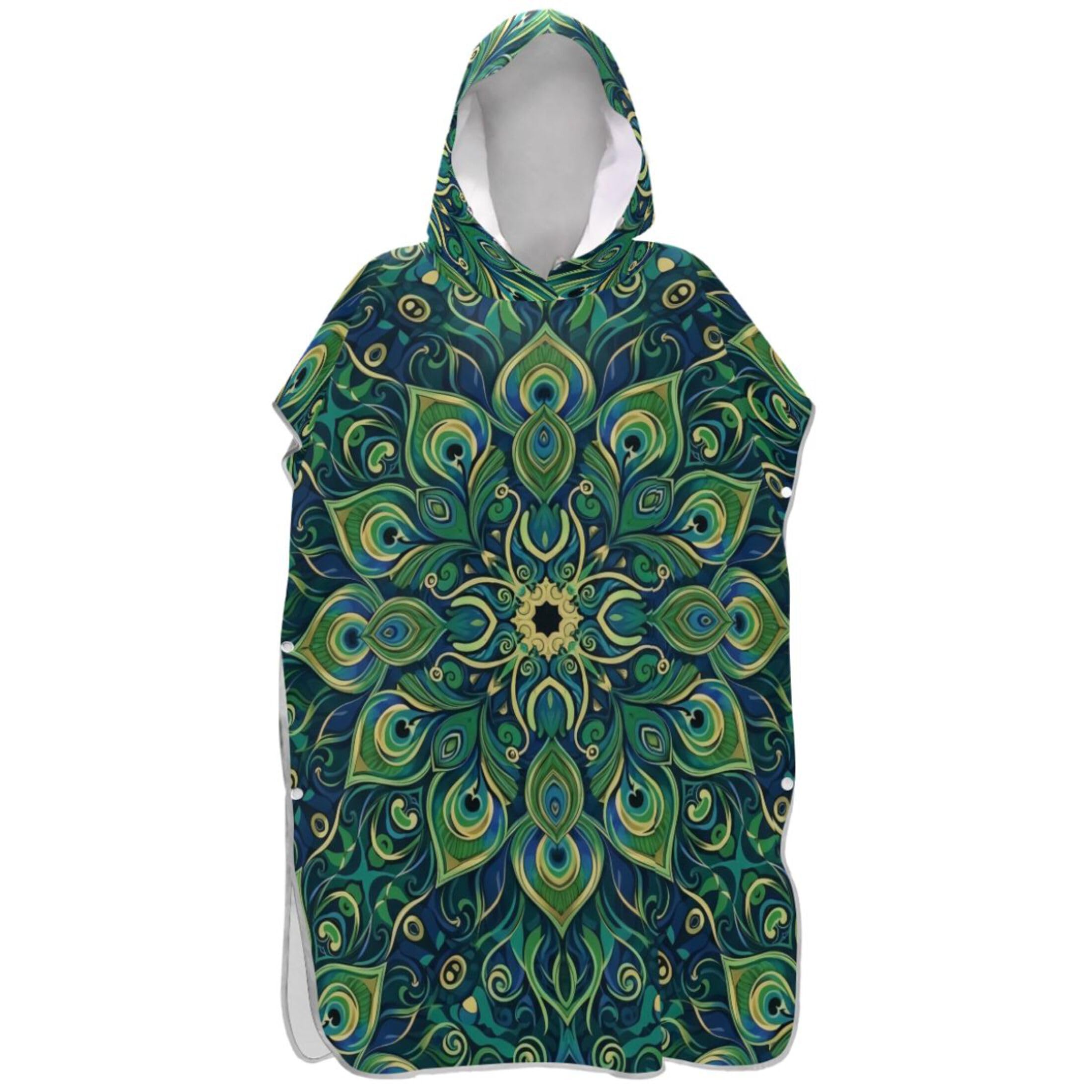 Poncho serviette de surf vert paon - Coupe ample de qualité supérieure