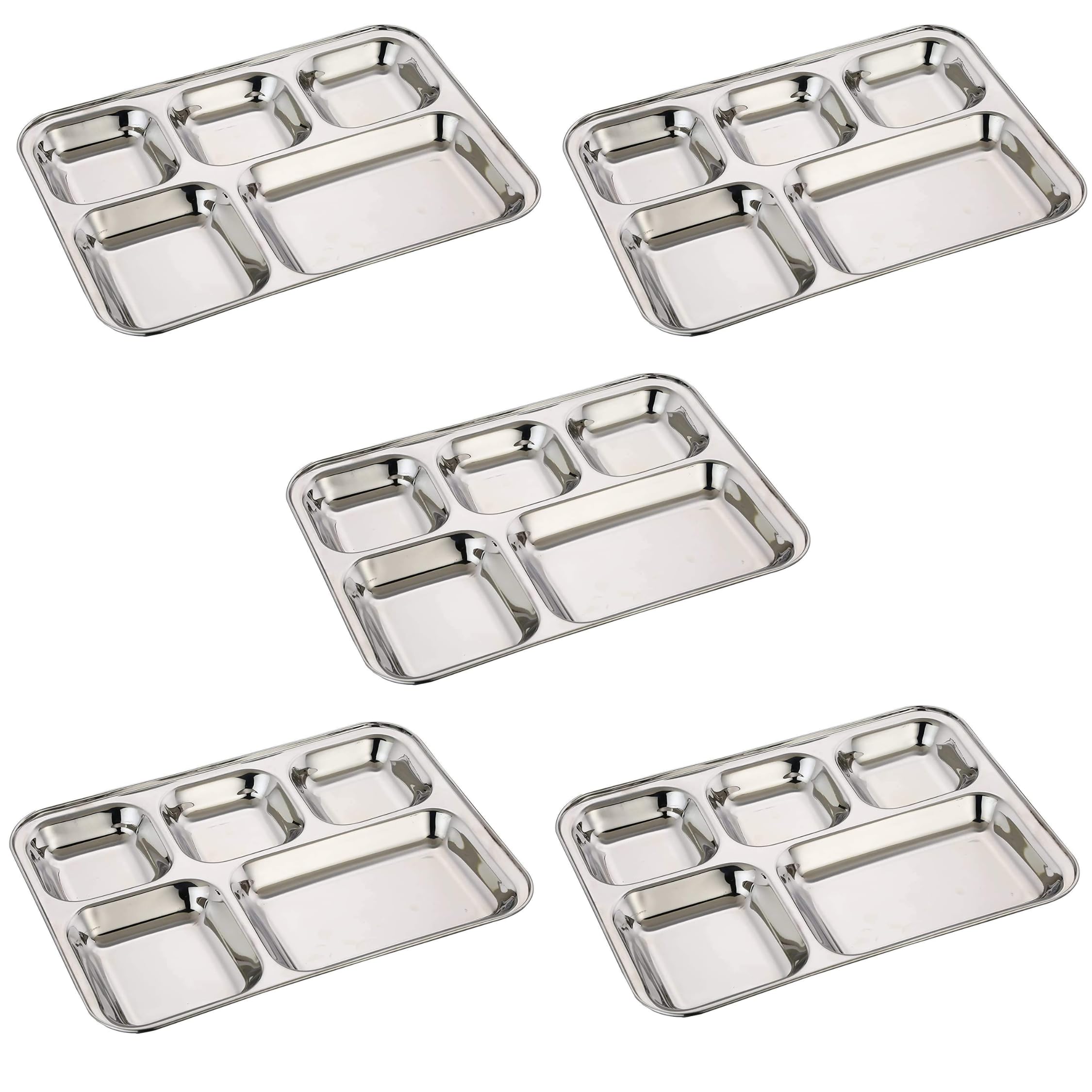 Drumstone (𝗦𝗽𝗲𝗰𝗶𝗮𝗹 𝟱 𝗬𝗲𝗮𝗿𝘀 𝗪𝗮𝗿𝗿𝗮𝗻𝘁𝘆 Stainless Steel 5-Compartment Dinner Plate Pack of 5, Eco-Friendly, BPA-Free, Durable Food-Grade Tray, Perfect for Kids Lunch, Cafeteria Meals-picture-14