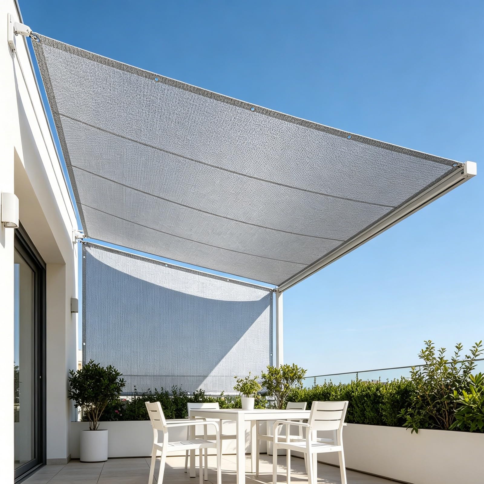 Filet d'ombrage haute densité pare-soleil 180 x 320 cm, toile HDPE anti-UV gris pour terrasse