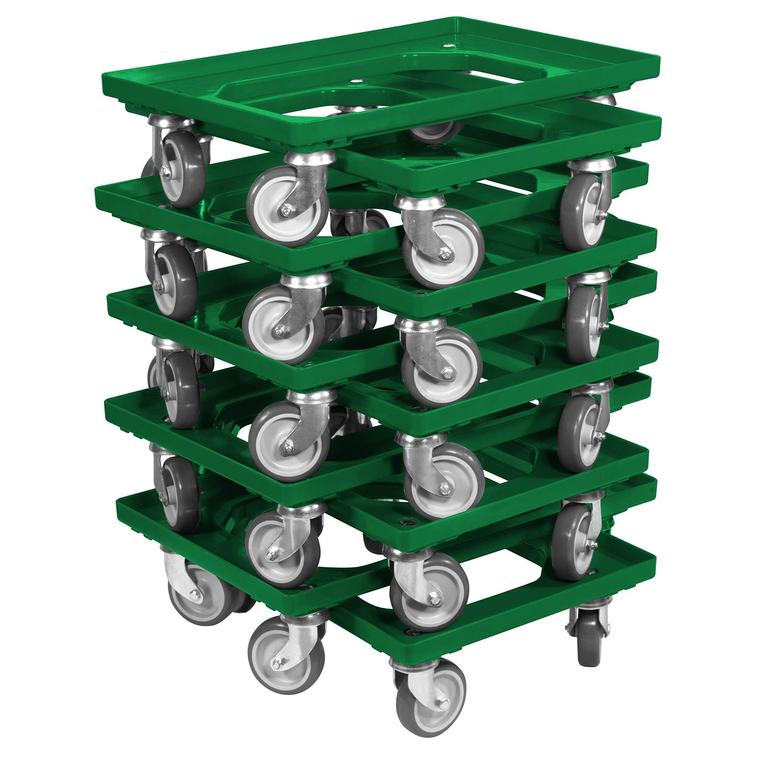 10 Stück Transportroller für Kisten 60 x 40 cm mit 4 Lenkrollen in grün