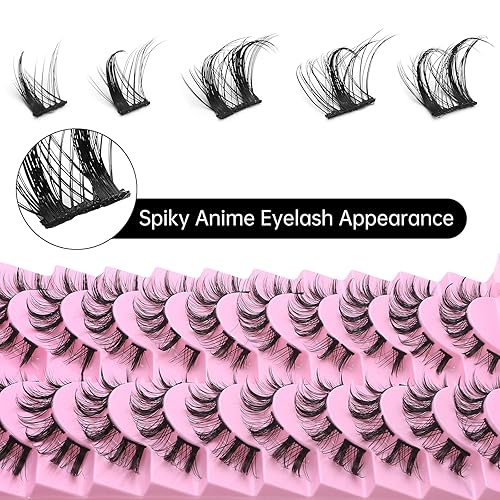 Miniatura 10 de DSLONG Pestañas de manga en racimo, efecto de aspecto húmedo, pestañas húmedas de anime, extensiones de pestañas individuales, extensiones de