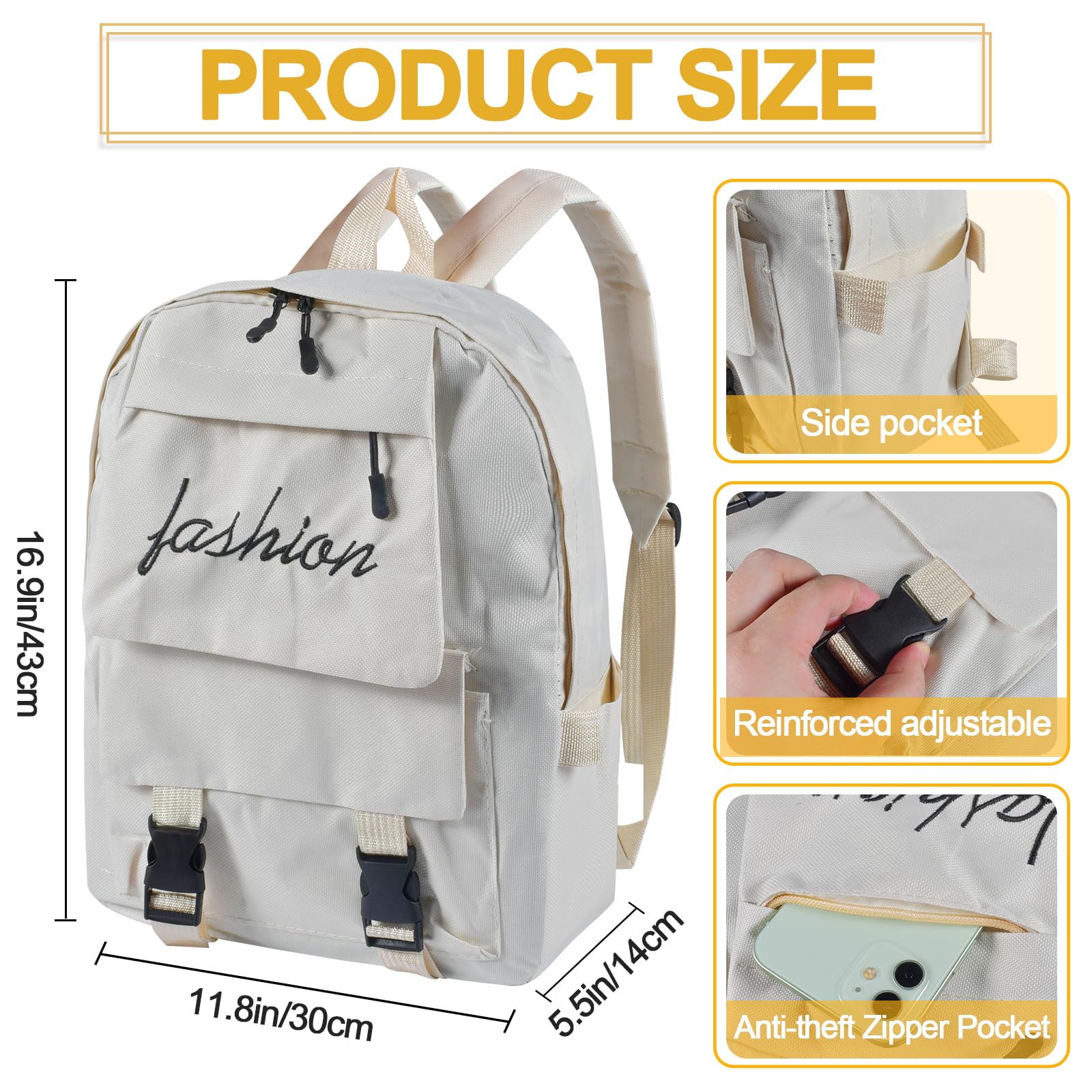 Wffeila Zaino per la scuola, per ragazze, adolescenti, zaino impermeabile, zaino da 15,6 pollici, zaino da donna, per escursioni, università, scuola e ufficio