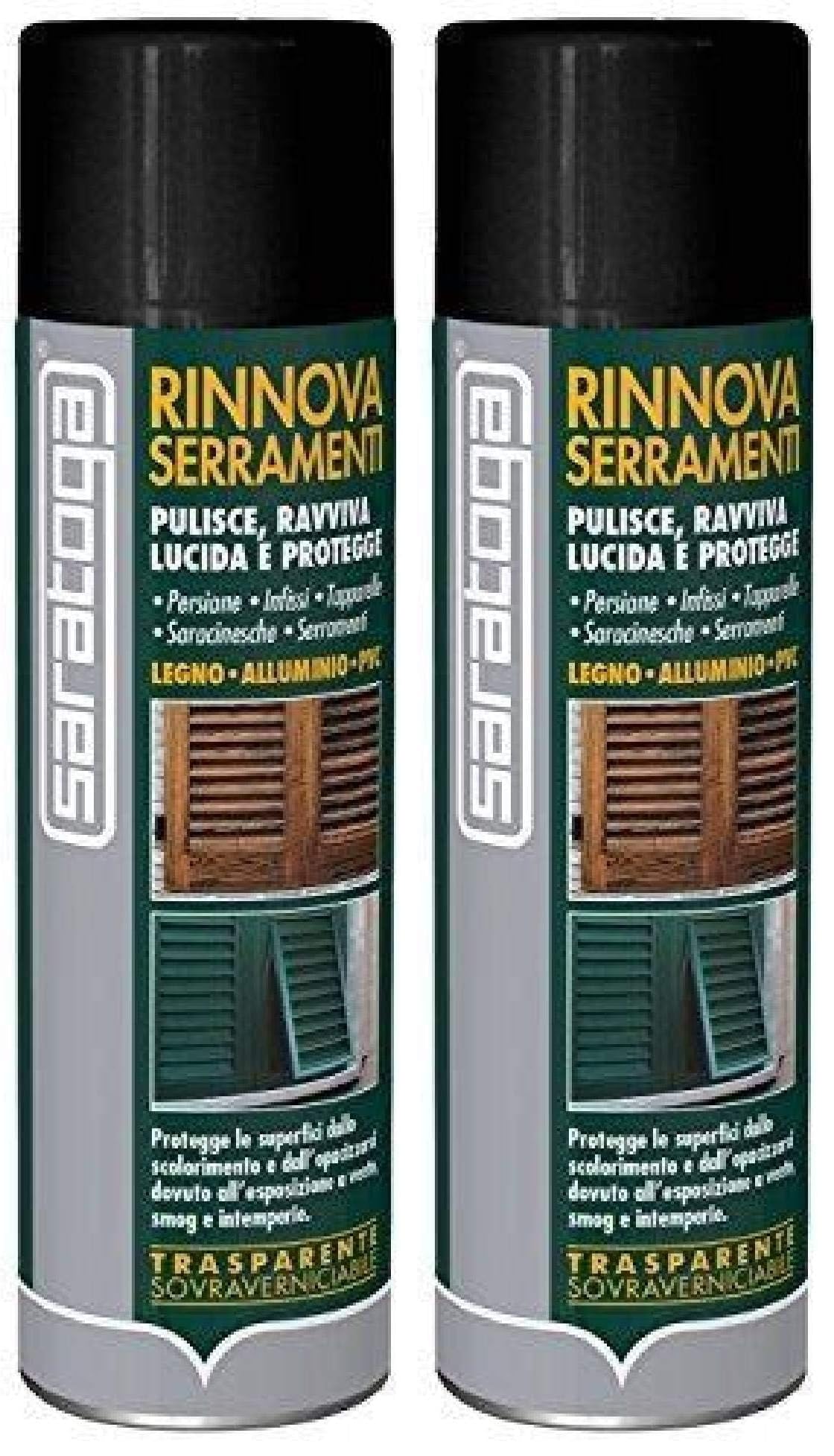 SARATOGA 54181001 Rinnova Serramenti Pulisce, ravviva Lucida e Protegge, Trasparente, 500 ml (Confezione da 2)