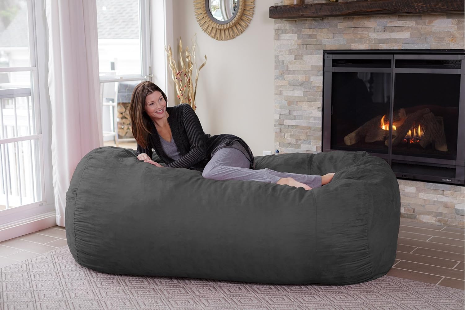 70% оƒƒ Evеrуthіng Chill Sack Bean Bag Chair: Huge 7.5' Memory Foam Furniture Bag and Large Lounger - Big Sofa with Soft Micro Fiber Cover - Charcoal