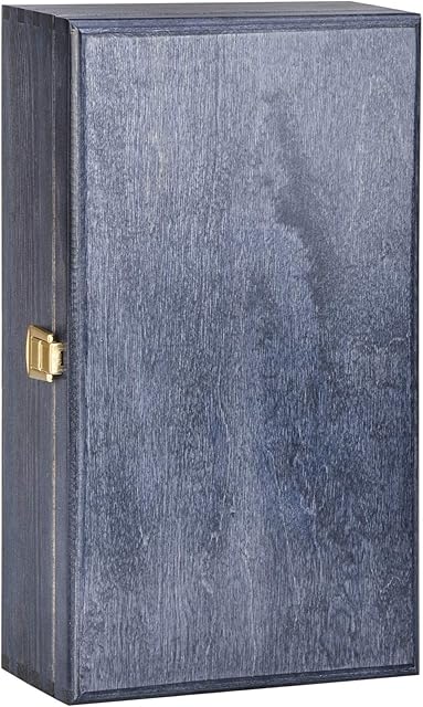Double Bottle, Wooden Gift Box for Wine, Champagne or Whisky (Blue) Wine NOT Included