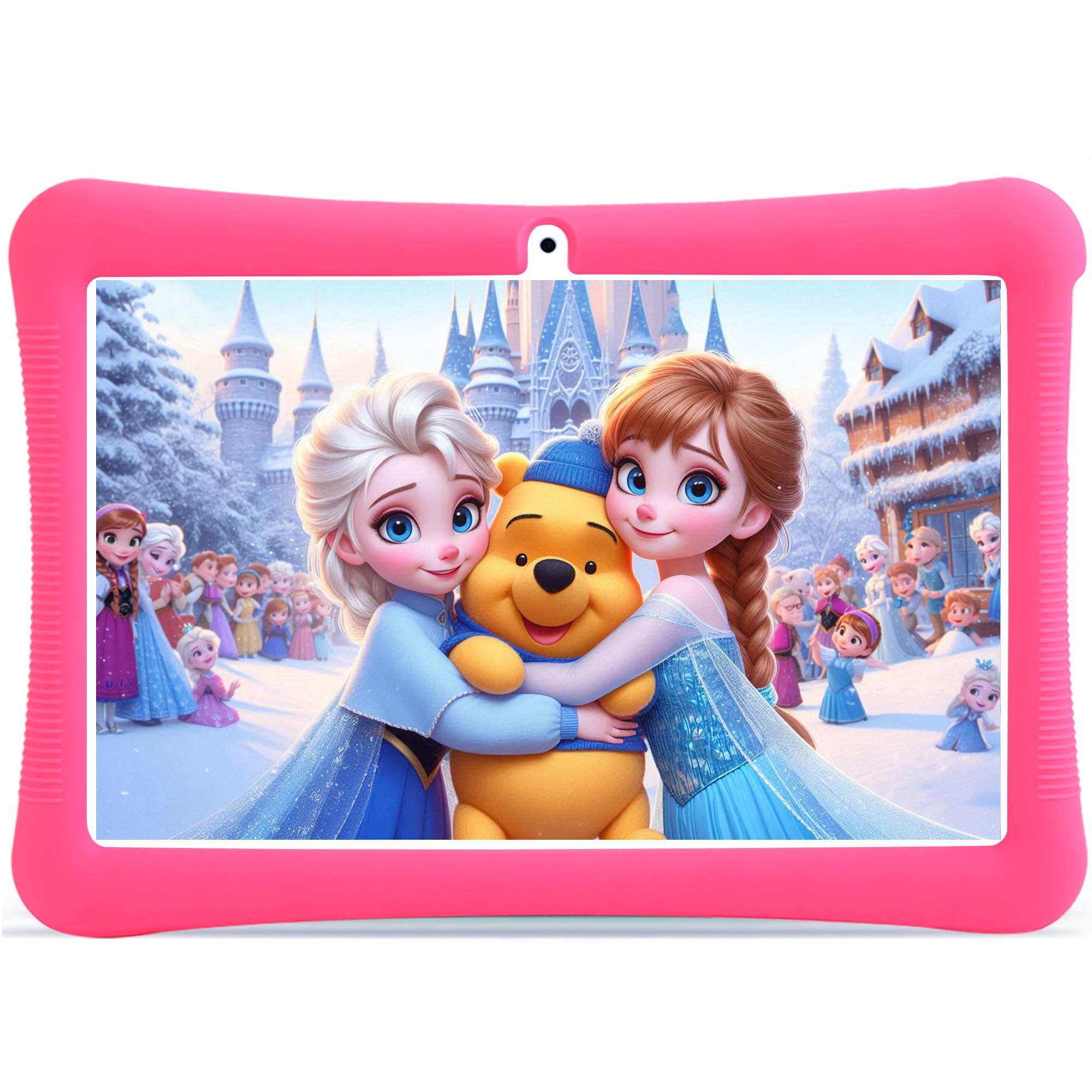 niuniutab Tablet Bambini 10 Pollici,RAM 4GB/64GB, Tablet Android 13,Adatto per la certificazione GoogleWifi,Controllo Parentale,Kids Space,con Custodia Antiurto(ROSA)