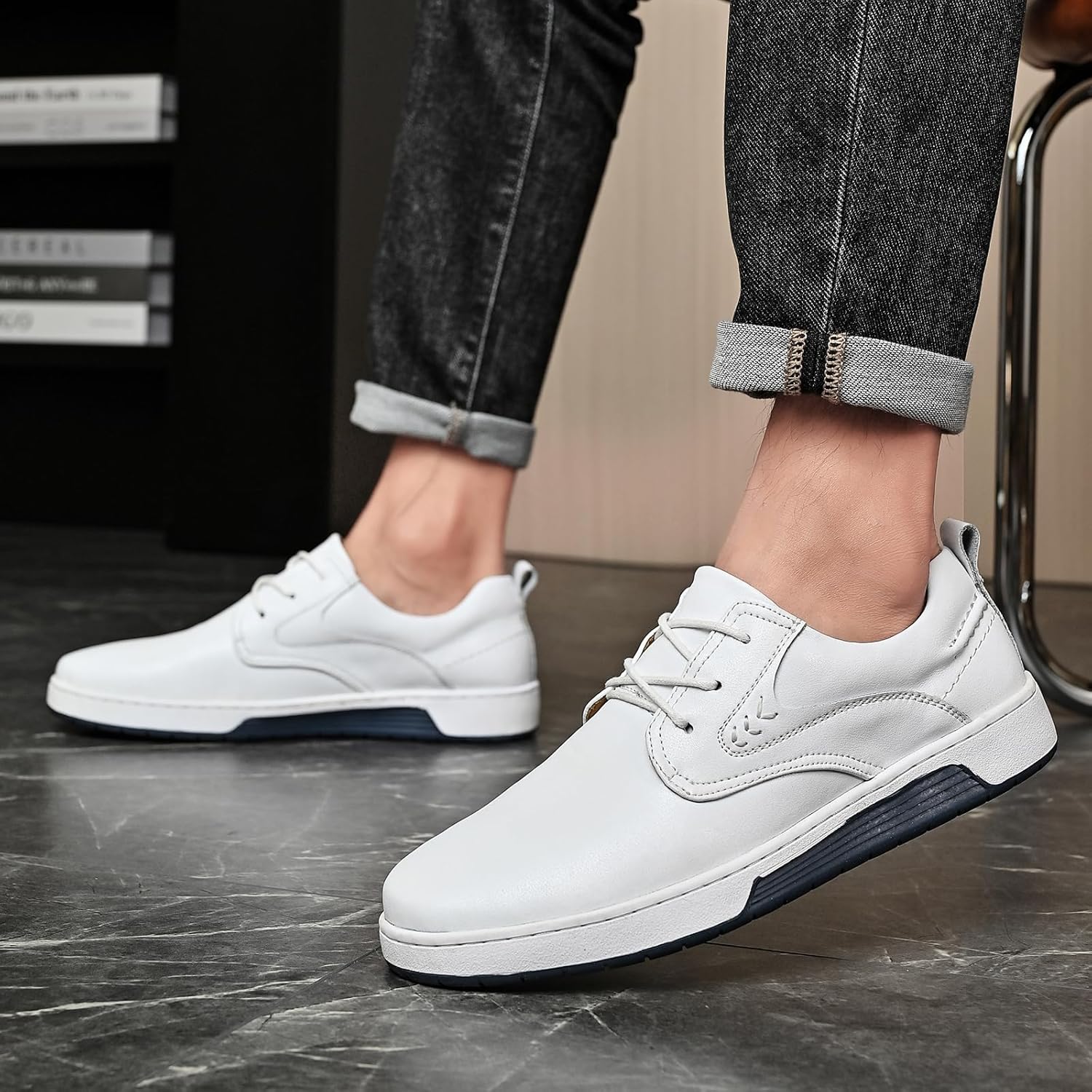 Men's Casual Shoes Fashion Dress Sneakers Zapatos Casuales para Hombre Comfortable Oxford Shoes for Men Lace-up Flat Business Casual Leather Shoes - Image 8