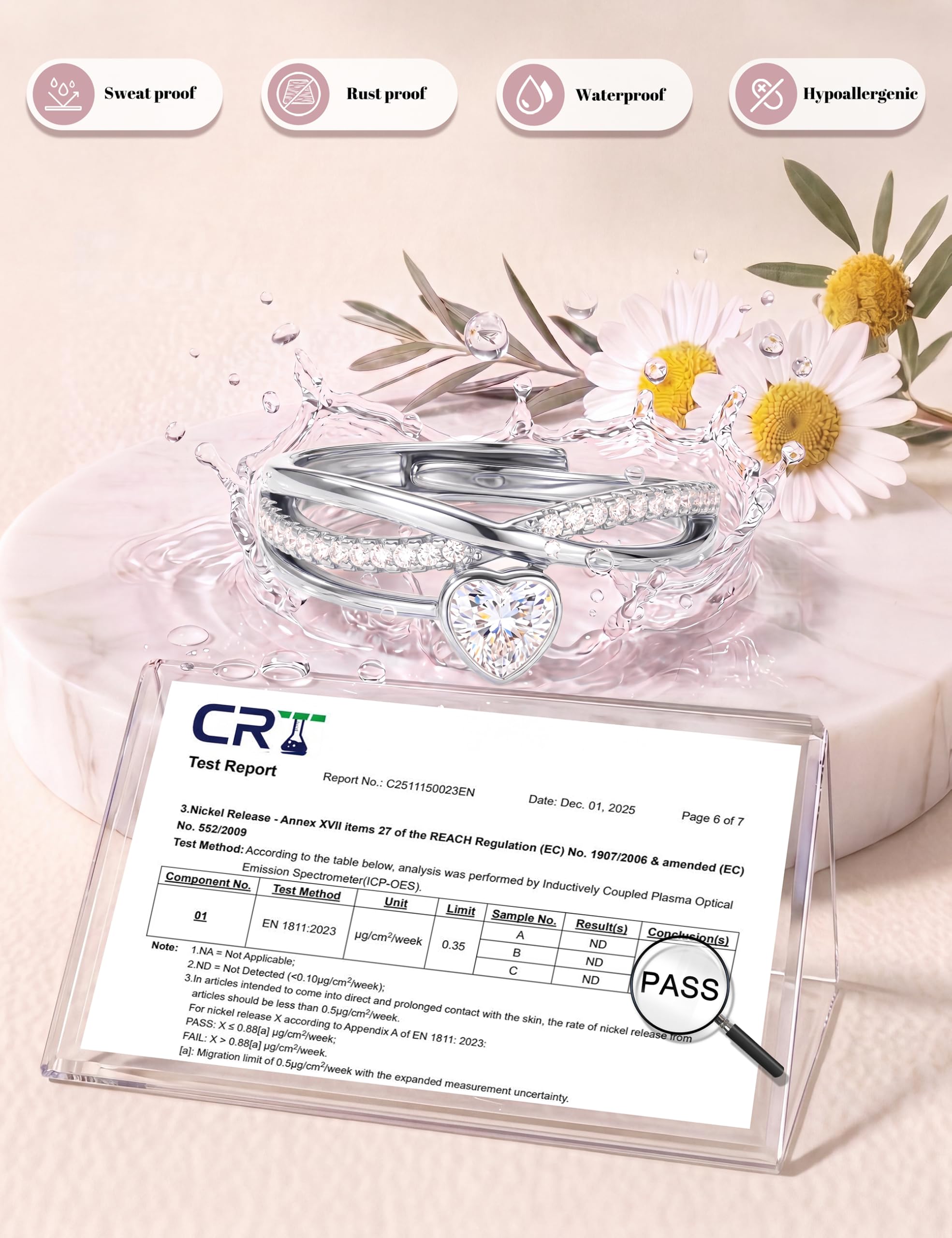 JeweBella Anillos Mujer Plata de Ley 925 Ajustable Corazón Estrella Circonita Cúbica Compromiso Boda Promesa Aniversario Regalo Plata Oro Rosa