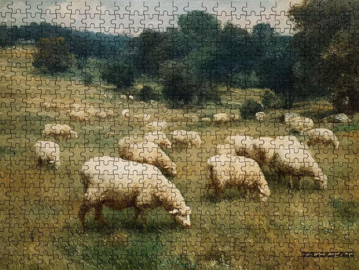 Schafe Wiese Puzzle 6000 Teile, Puzzle für Erwachsene, Erwachsene Teenager Heimaktivität Herausfordernde Familienaktivitätsspiele, Klassische Puzzles Als Geschenk und Wanddekoration R3KH-926