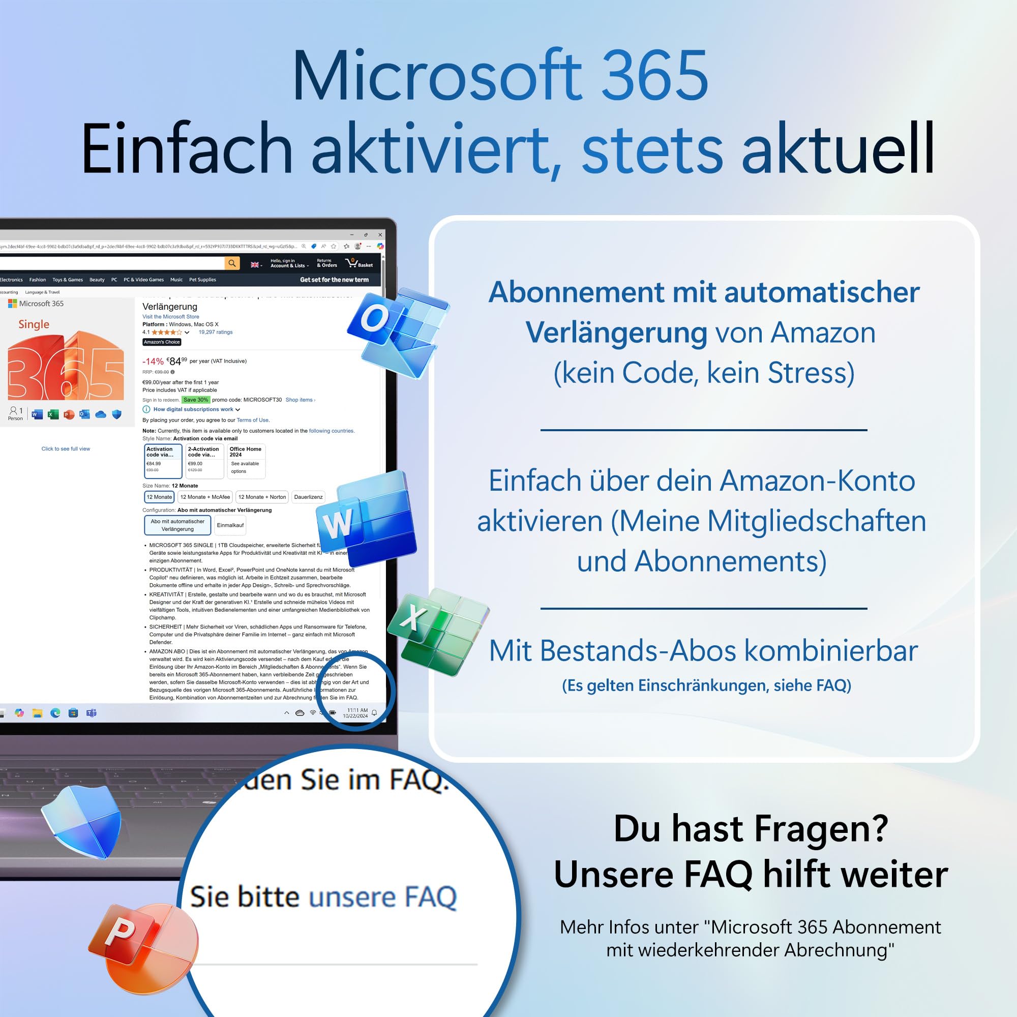 Microsoft 365 Family | 1 Jahr | bis zu 6 Personen | Office Apps mit KI | bis zu 6 TB Cloudspeicher | Amazon Abonnement mit automatischer Verlängerung