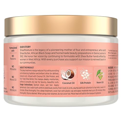 Miniatura 2 de Mascarilla capilar hidratante de karité de coco e hibisco para rizos secos, máscara capilar con manteca de karité, 11.5 onzas