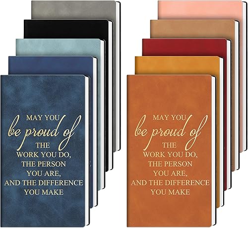 Fuutreo 10 cuadernos de cuero A6 con bolsillo a granel pequeño bloc de notas para agradecimiento a los empleados compañeros de trabajo secretario