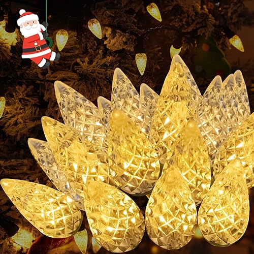 Guirnalda de 240 luces LED C6 de 78 pies, luces de Navidad súper largas para exteriores e interiores con 13 modos y temporizador, luz parpadeante