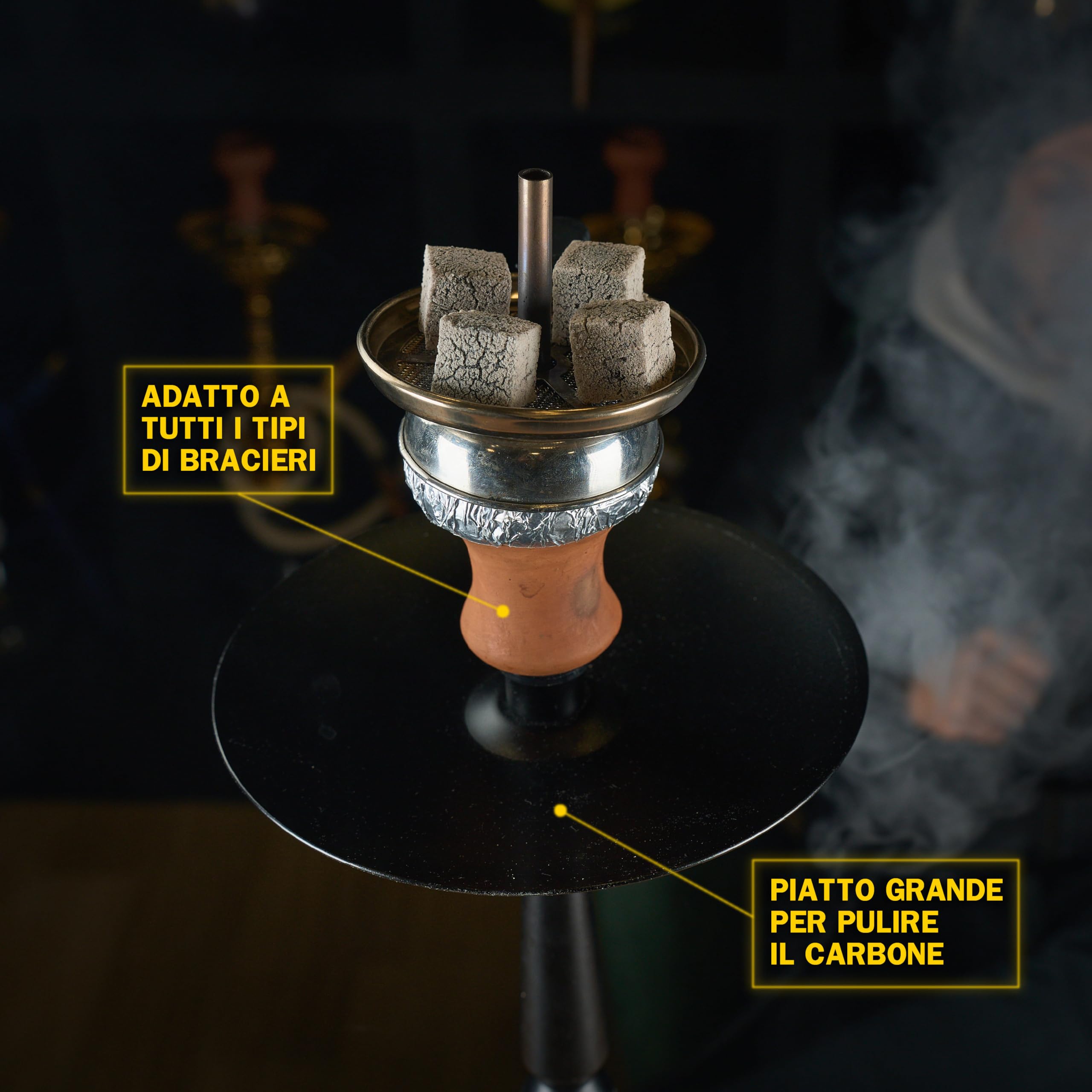 Dark Shisha Eclipse 60 cm | Cachimba de Aluminio Negro con Cazoleta de Barro, Chimenea Metálica, Manguera de Silicona y Accesorios Completos