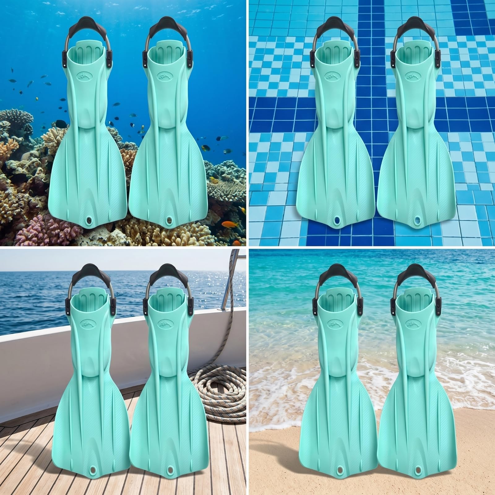 Qianly Pinna a Aperta Regolabili Pinna con Molla Medio-Lunghe per Diver, Immersioni Tecniche , Bianco , Piccola 35-38
