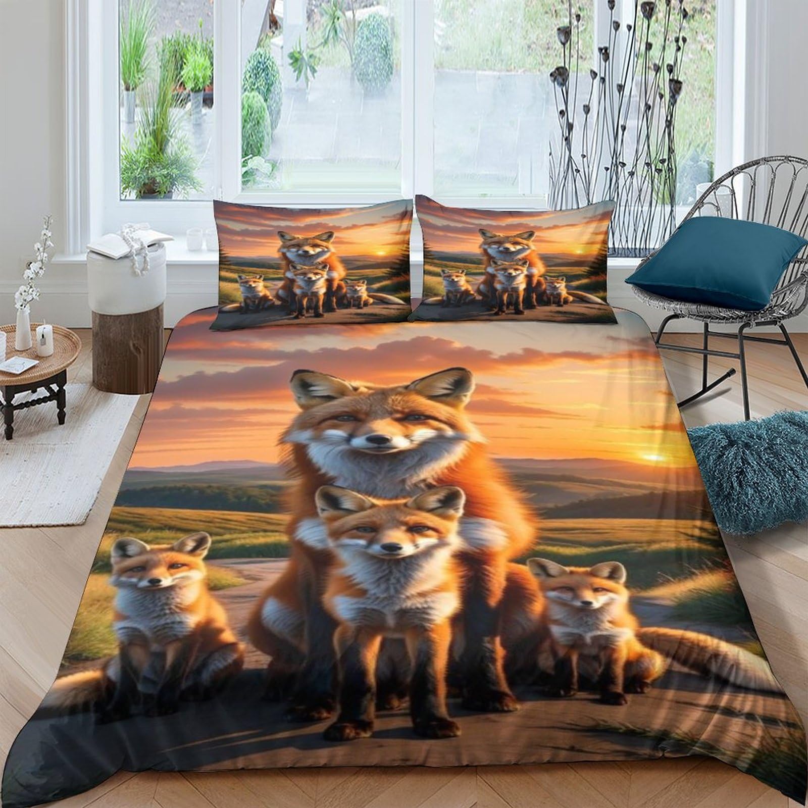 Housse de couette animal sauvage 3D parure de lit 200x200 microfibre respirante enfant jeune