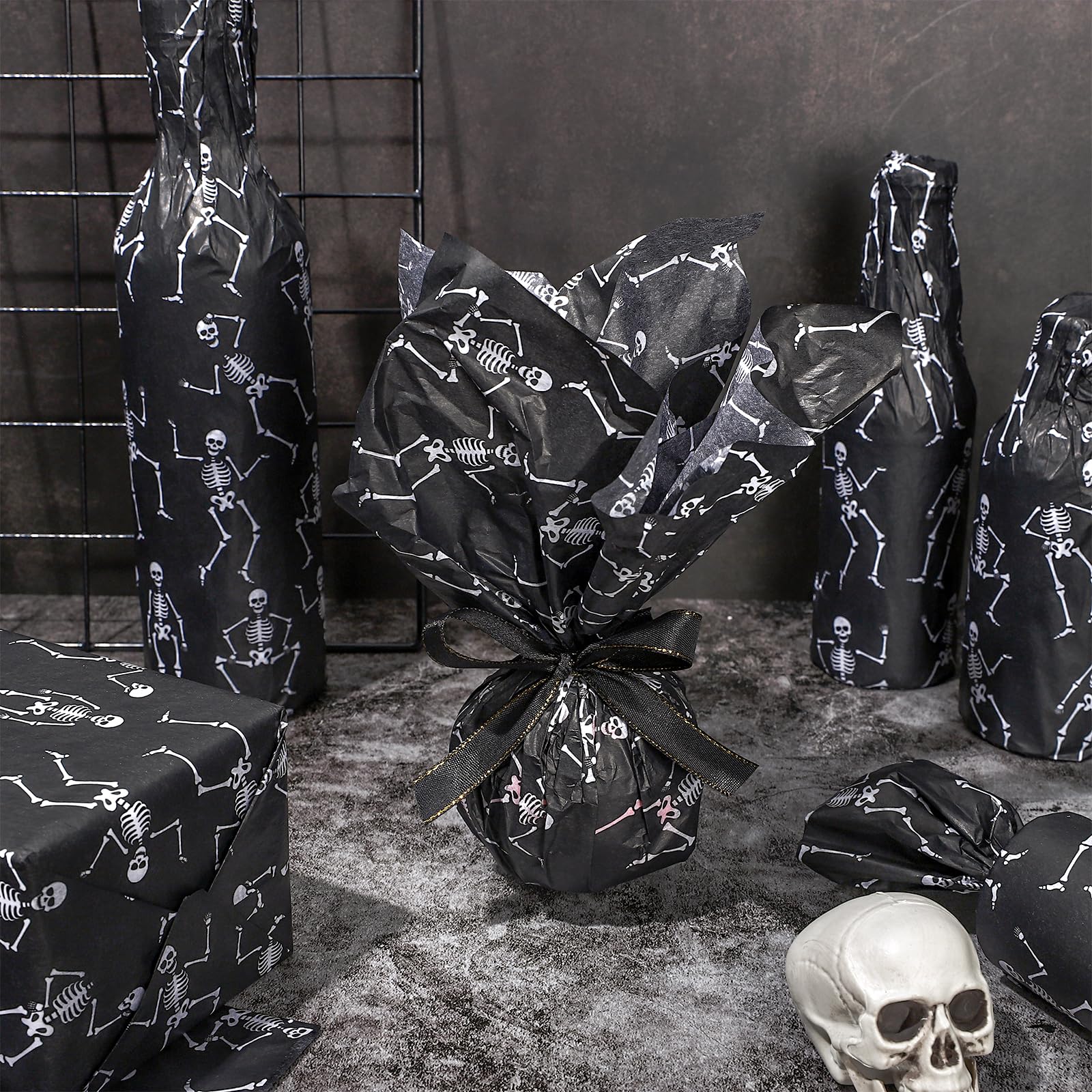 Whaline Halloween Tissue Paper - 100 Sheets Dancing Skeleton Design 13 7x19 6 Inch 232907 - View #13