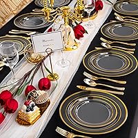 Vista 18 de I00000 60PCS Clear Gold Dessert Plates, Clear Plastic Plates with Gold Rim 7 Inch, Fancy Disposable Wedding Plate Heavy Duty for Thanksgiving