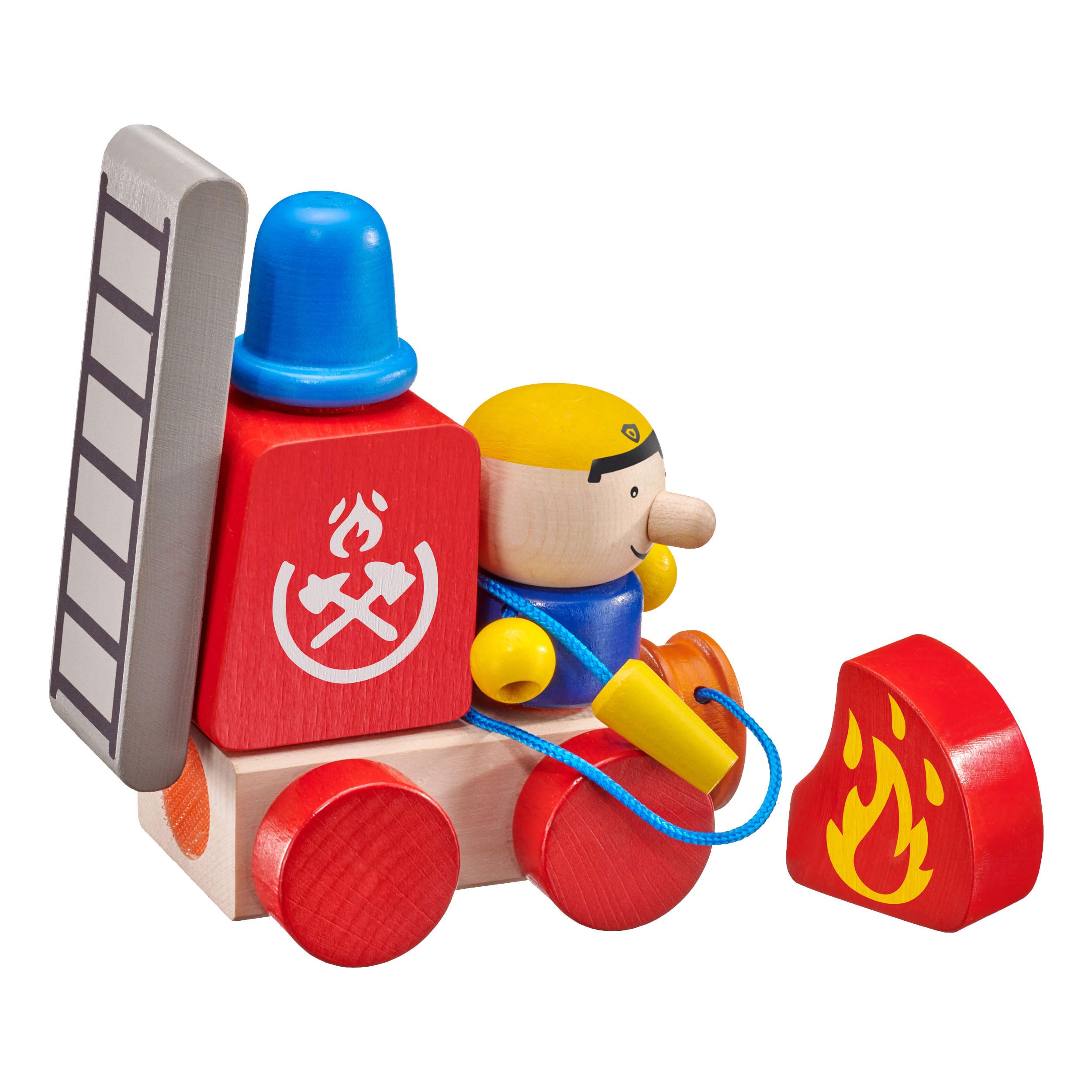 Selecta 62077 Velcro Fire Brigade Velcro Stacking Toy, 7 Pieces, Multi-Coloured
