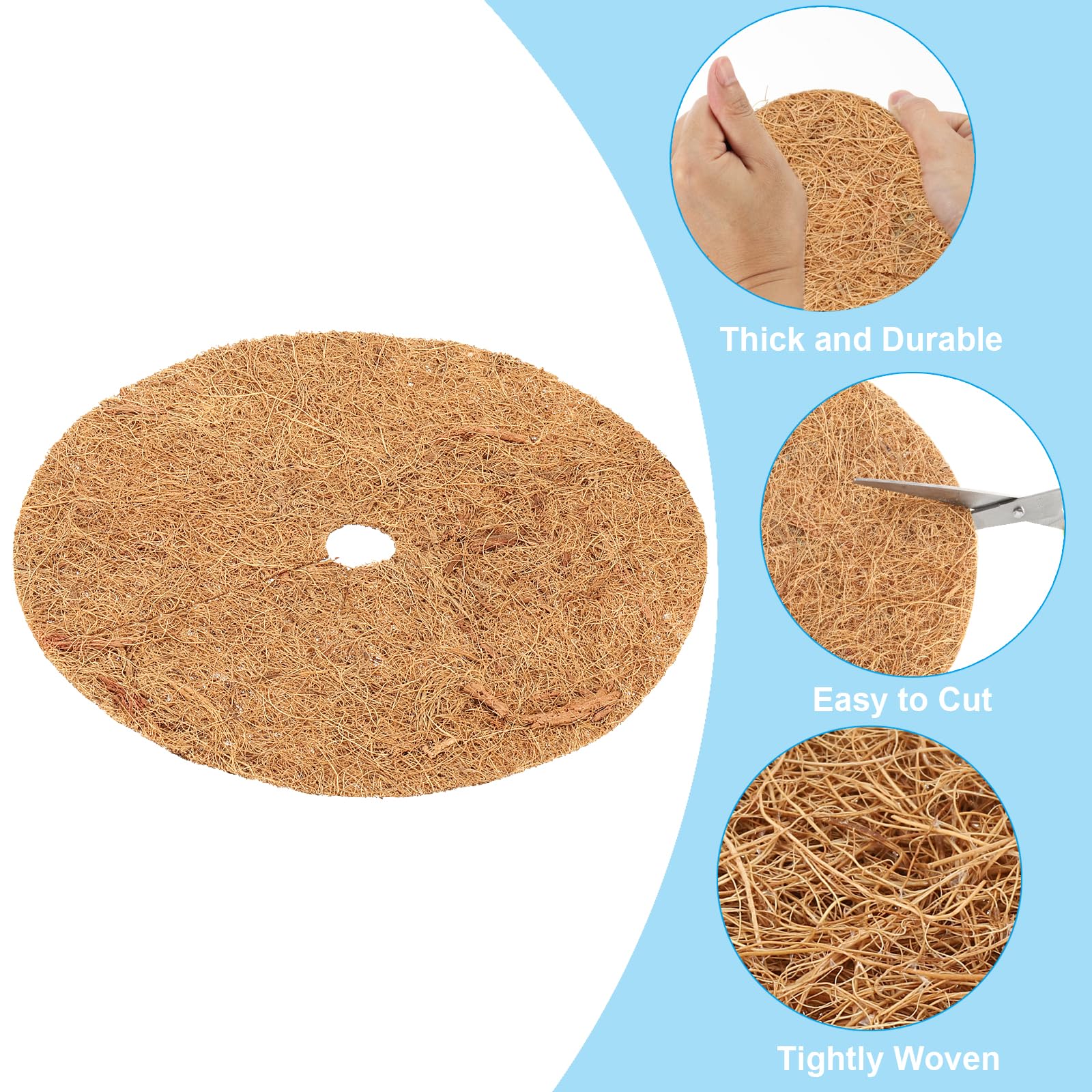 PATIKIL 12 Inch Coconut Fibers Mulch Ring, 10Pcs Coco Coir Tree Protector Mats Tree Disc Plant Cover Protection for Garden Landscaping - Image 3