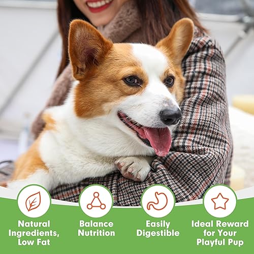 Miniatura 6 de MON2SUN Golosinas para perros, tiras de carne seca de pollo para perros pequeños, bocadillos para perros con alto contenido de proteínas y sin