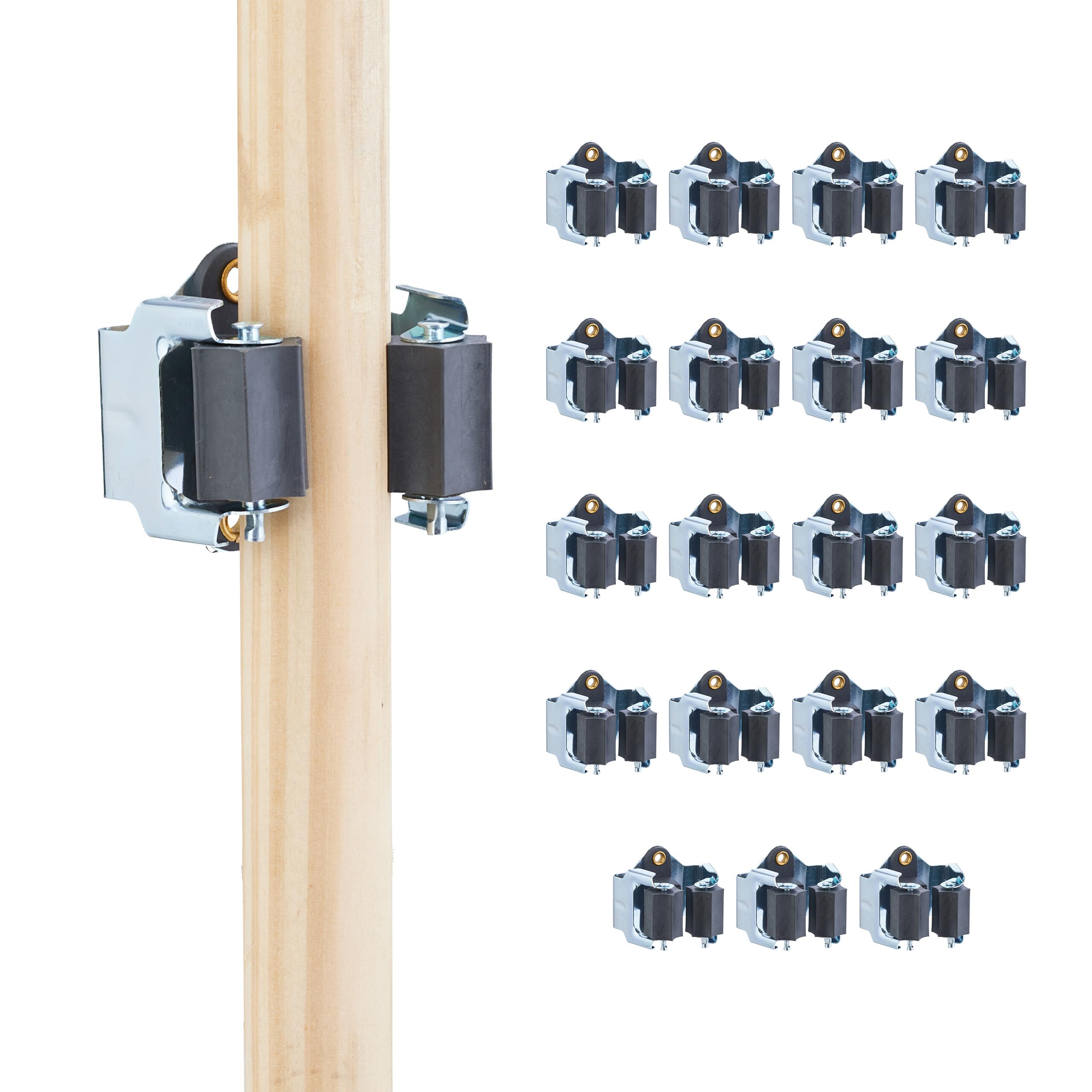 Relaxdays Ganci Porta Attrezzi da Giardino, Set 20 Appendi Portascope e Utensili Casa, Ferro e Poliresina, Nero Argento