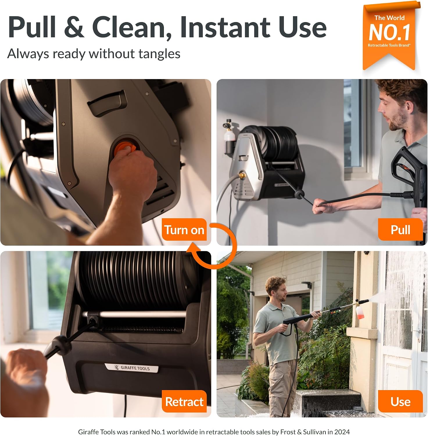  Wall Mounted Pressure Washer Essential 100FT with 1800W Motor | 2900 PSI 2.2 GPM Electric Power Washer with Retractable Hose, Automatic Rewind, 4 Nozzles, Foam Cannon for Cars/Fences/Patios thumbnail