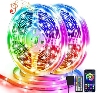 LED Streifen 30m, RGB Strip with Remote&Bluetooth APP Control&Musik Sync, LED Leiste Lichterkette Dimmbar Farbwechsel, Lichtleiste Selbstklebend, Lichtband mit Timer für Zimmer/Küche/Party Deco 2×15m