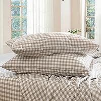 Vista 26 de MooMee Juego de 2 fundas de almohada 100% algodón lavado con textura parecida al lino, transpirable, duradera, suave y cómoda