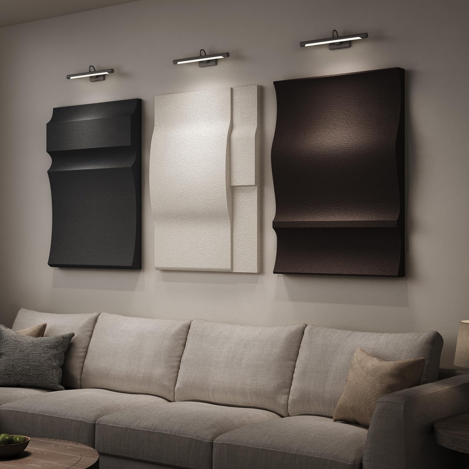 Photo 1 of Large 3D Modern Abstract Black and White Wall Art for Living Room, 24x36 in