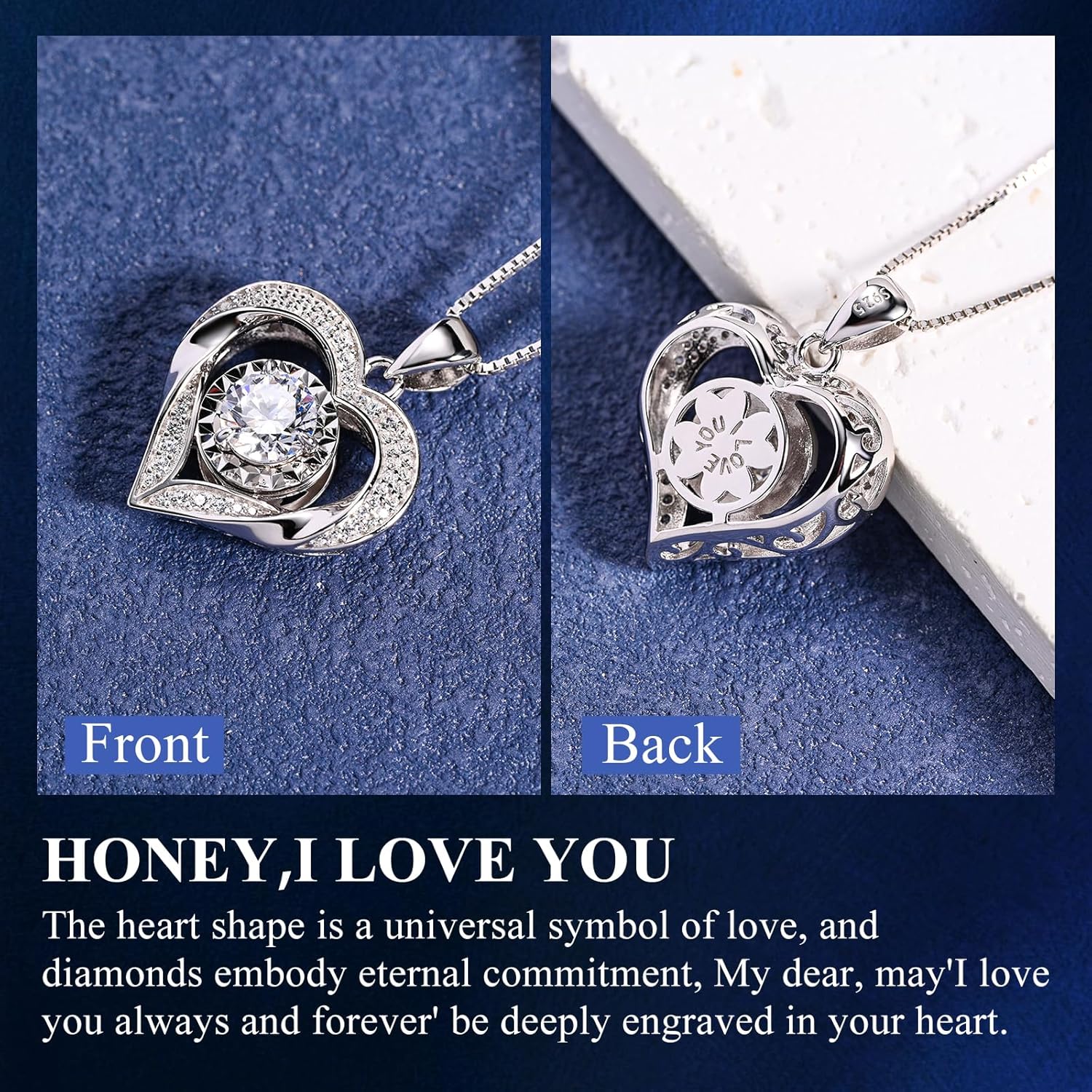 Moissanite Necklace for Women 14k Gold Heart Necklaces Moissanite Pendant for Woman 1 Carat - Luxury Love Jewelry Gift for Anniversary, Birthday and Christmas - Jewelry for Wife from Husband - Image 4