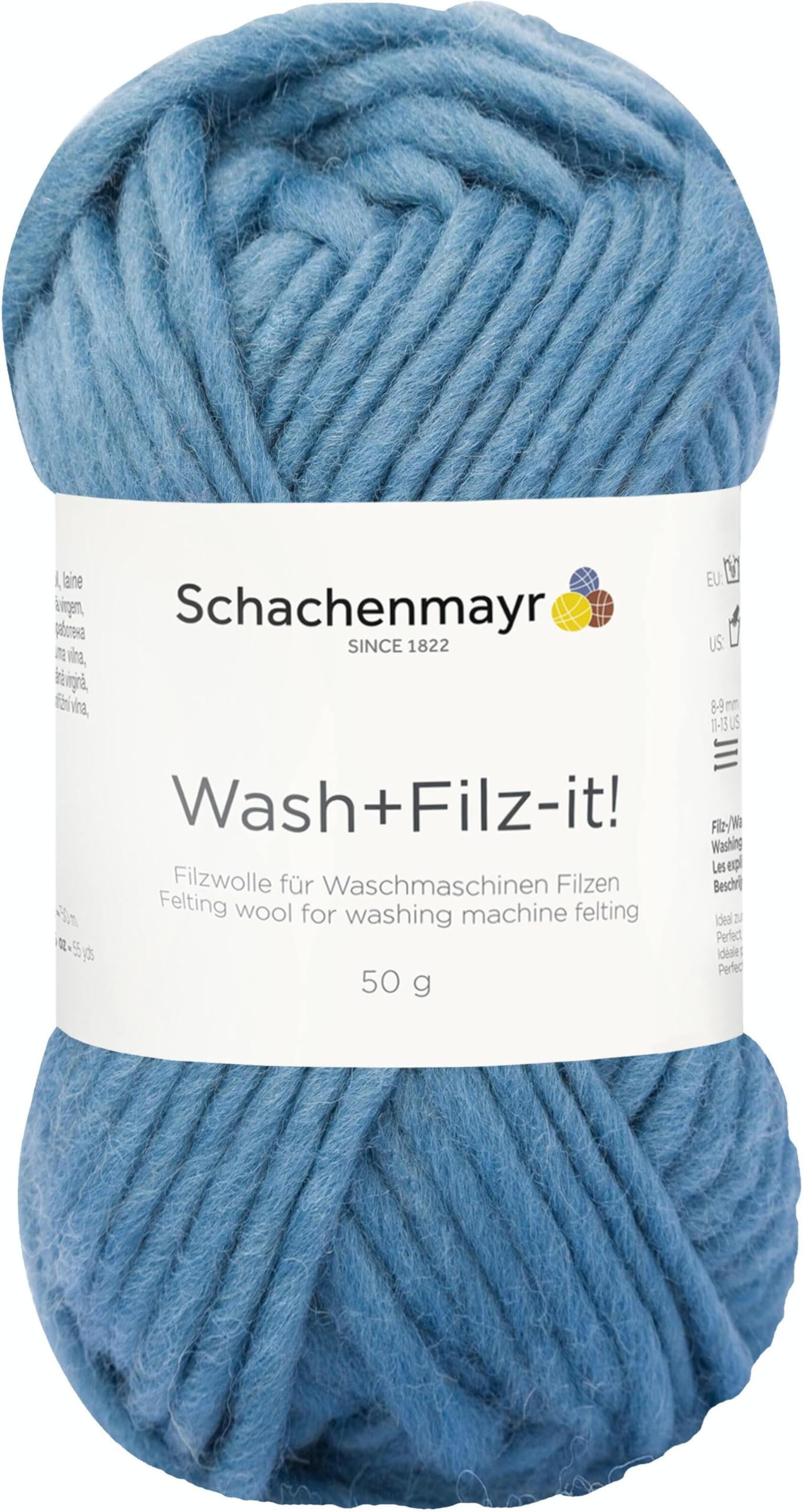 SchachenmayrHand Knitting Yarn, 100% new wool, Jeans Colour, 14 x 7.5 x 7 cm