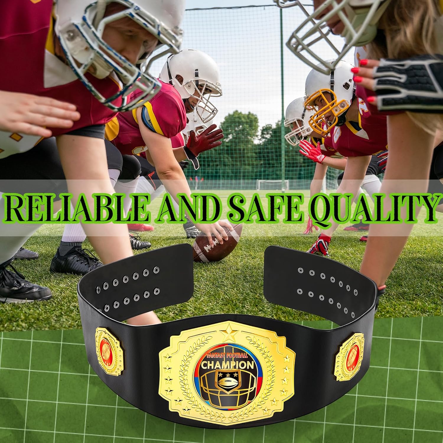 51 Inch Fantasy Football Trophy Championship Belt Adult Large Leather Wrestling Title Belts for Heavy Award, Sports, Prizes, and Events Gift