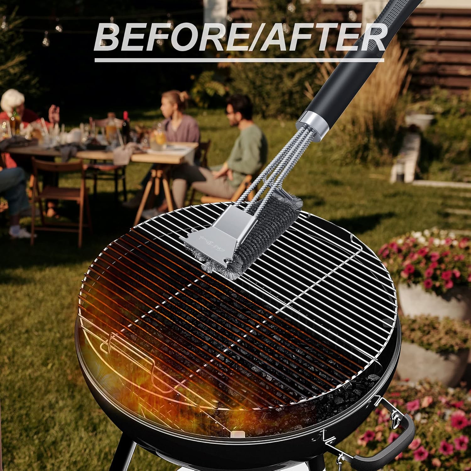 AJIJING Grill Brush and Scraper,2 Pack BBQ Grill Cleaning Brush 18" Stainless Steel Wire Bristle BBQ Grill Cleaner Brush Scraper Accessories for Gas Grill Weber Charcoal Porcelain Ceramic Iron Grill : Patio, Lawn & Garden