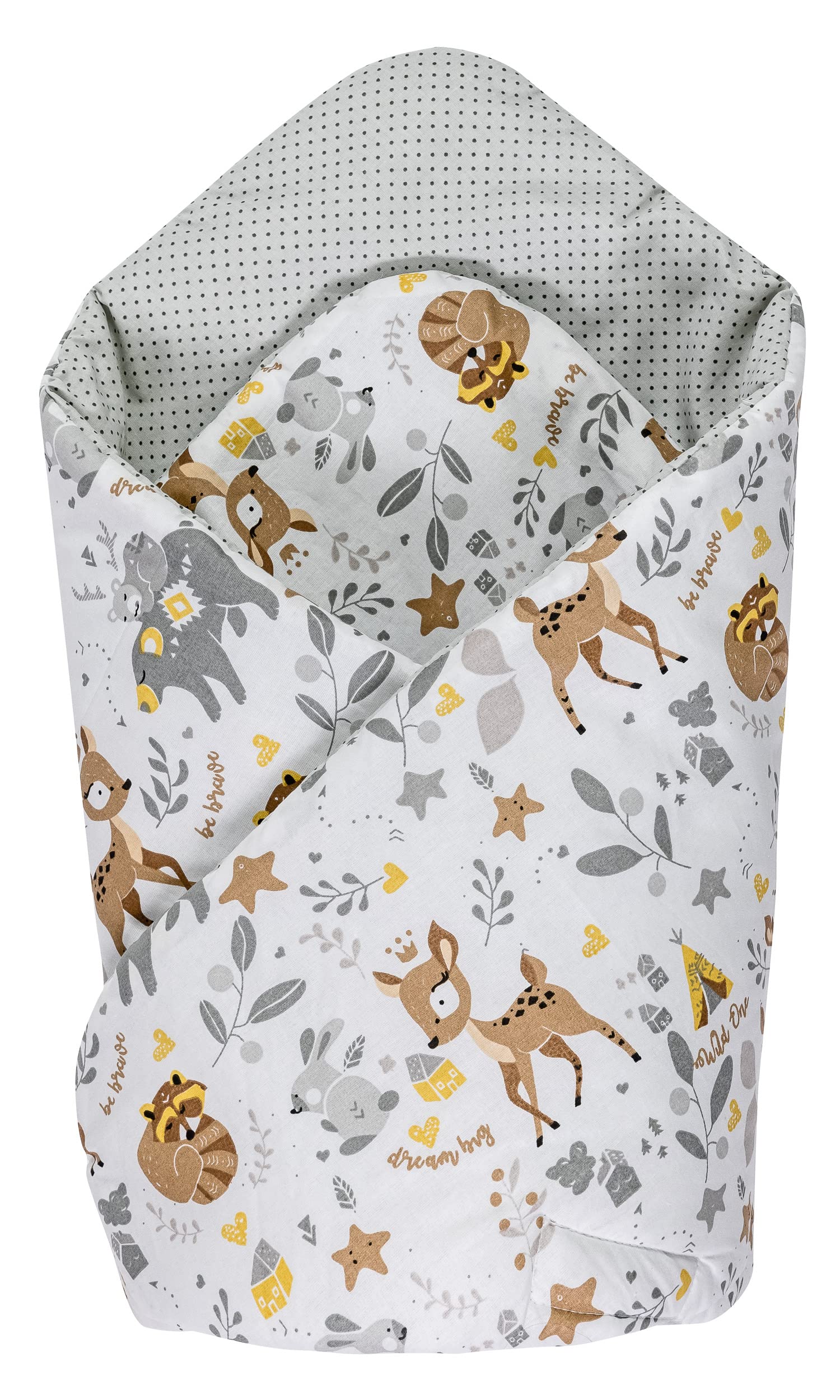 Medi Partners Swaddling Blanket Pillow 100% Cotton 75x75cm Sleeping Bag Double Sided Soft All Year Round Multifunctional Anti-Allergic Babies (Deer)