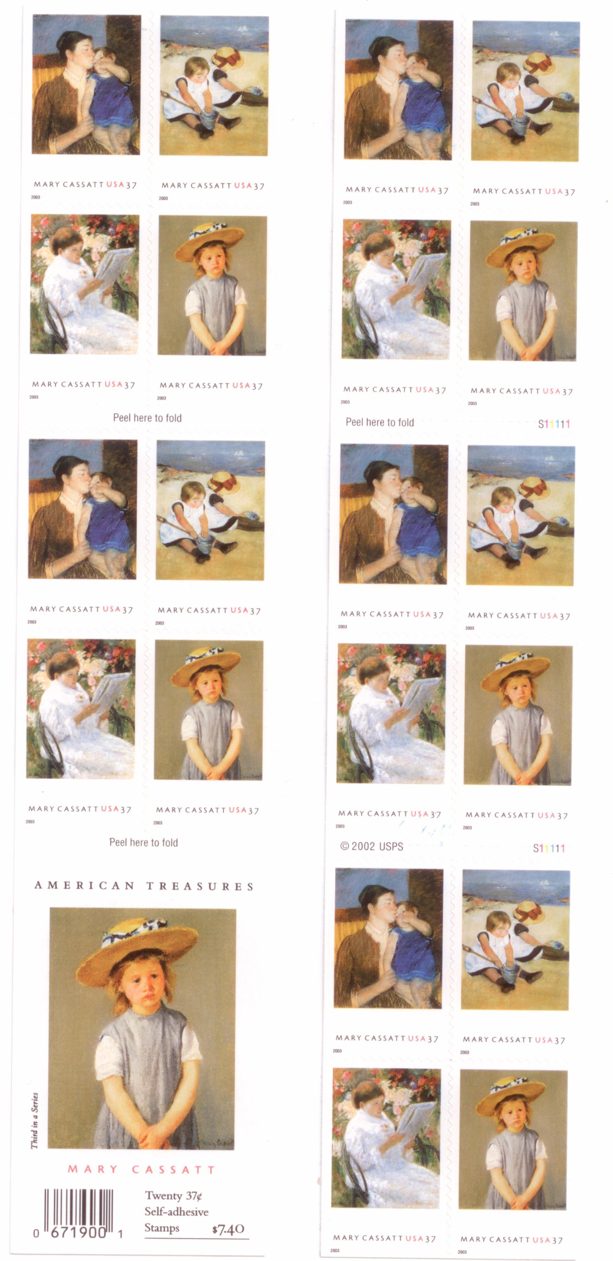 Amazon.com: MARY CASSATT ~ PAINTER #3807b Booklet of 20 x 37¢ US