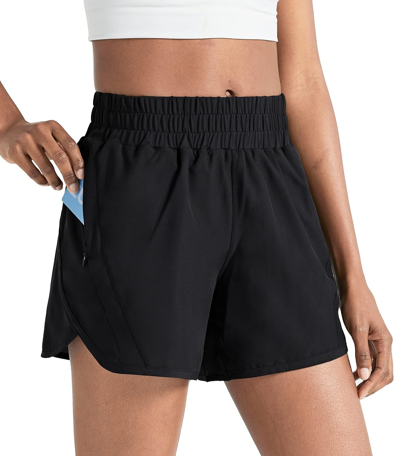 ZUTY 5″ Athletic Running Shorts for Women with Zipper Pocket High Waisted Quick Dry Workout Gym Shorts with Liner