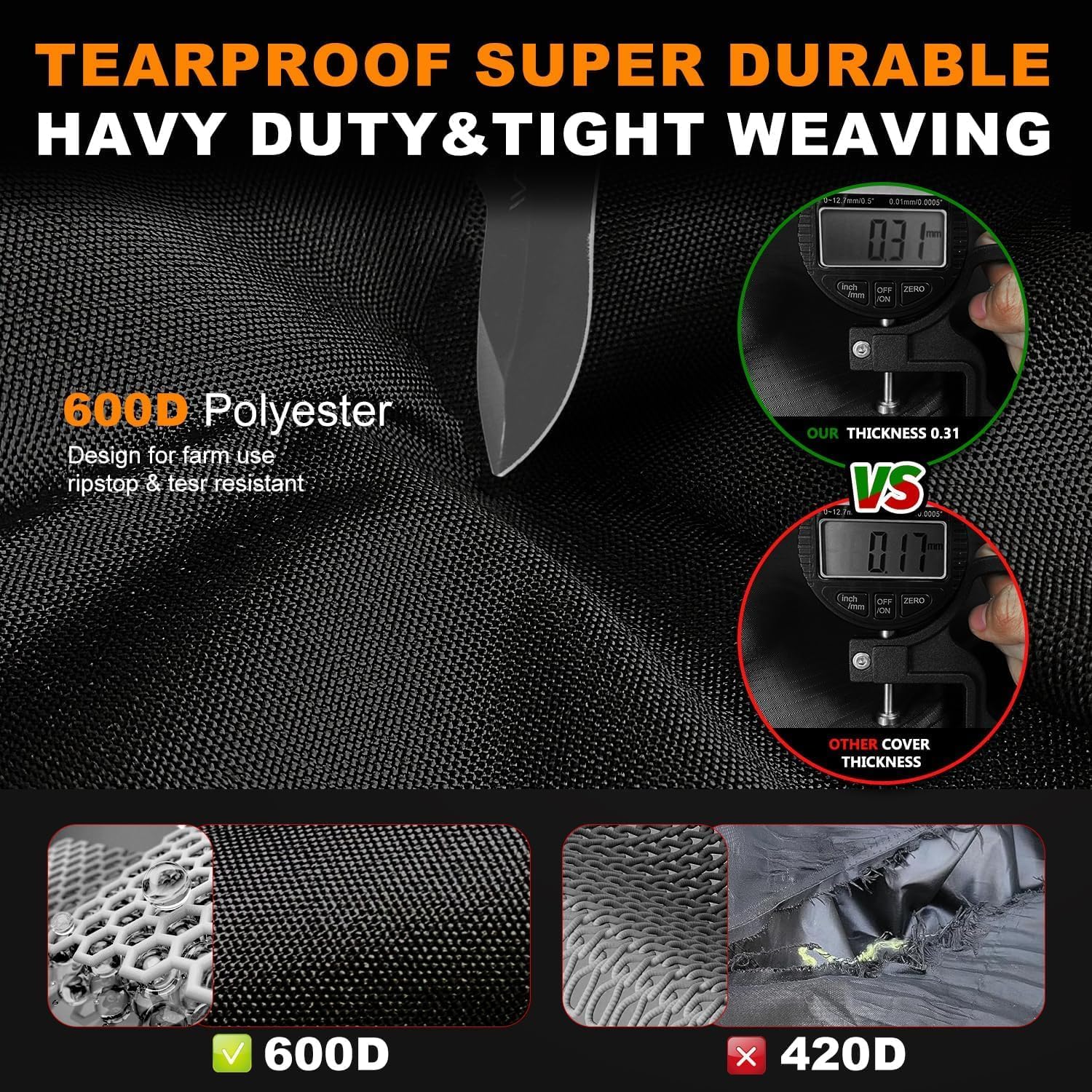 Riding Lawn Mower Cover Waterproof Outdoor,Heavy Duty 600D Tearproof Anti-UV Ride-on Tractor Covers,Dustproof Rider Mower Covers Decks up to 54" ,Secure Straps,Storage Bag,72"Lx54"Wx46"H-Premium