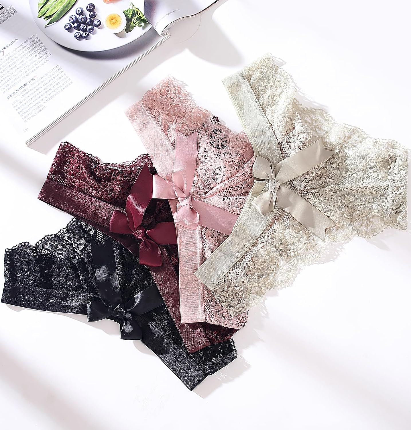 Justgoo G-String Thongs for Women T-back Lace Hollow Out Thongs Sexy Low Waist Underwear Panties 5 Pack - Image 7