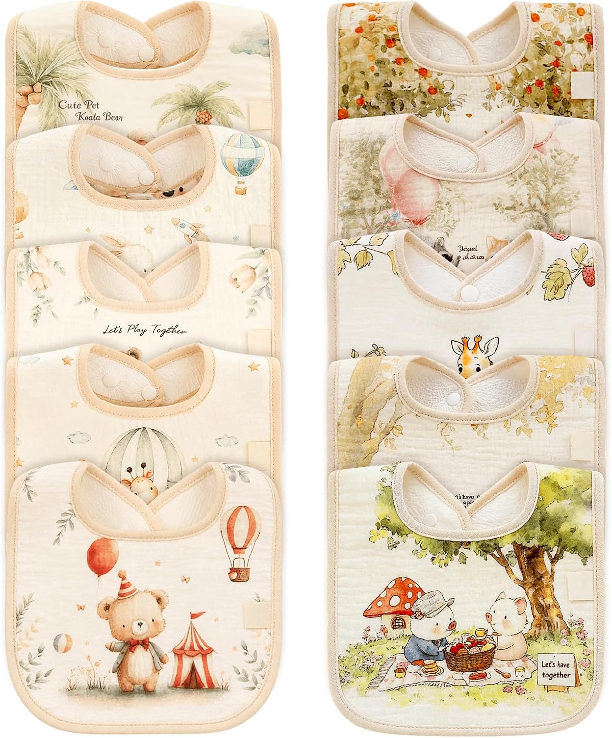 Muslin Baby Bibs for Drooling and Teething Newborn Drool Bibs for Baby Girl Boy