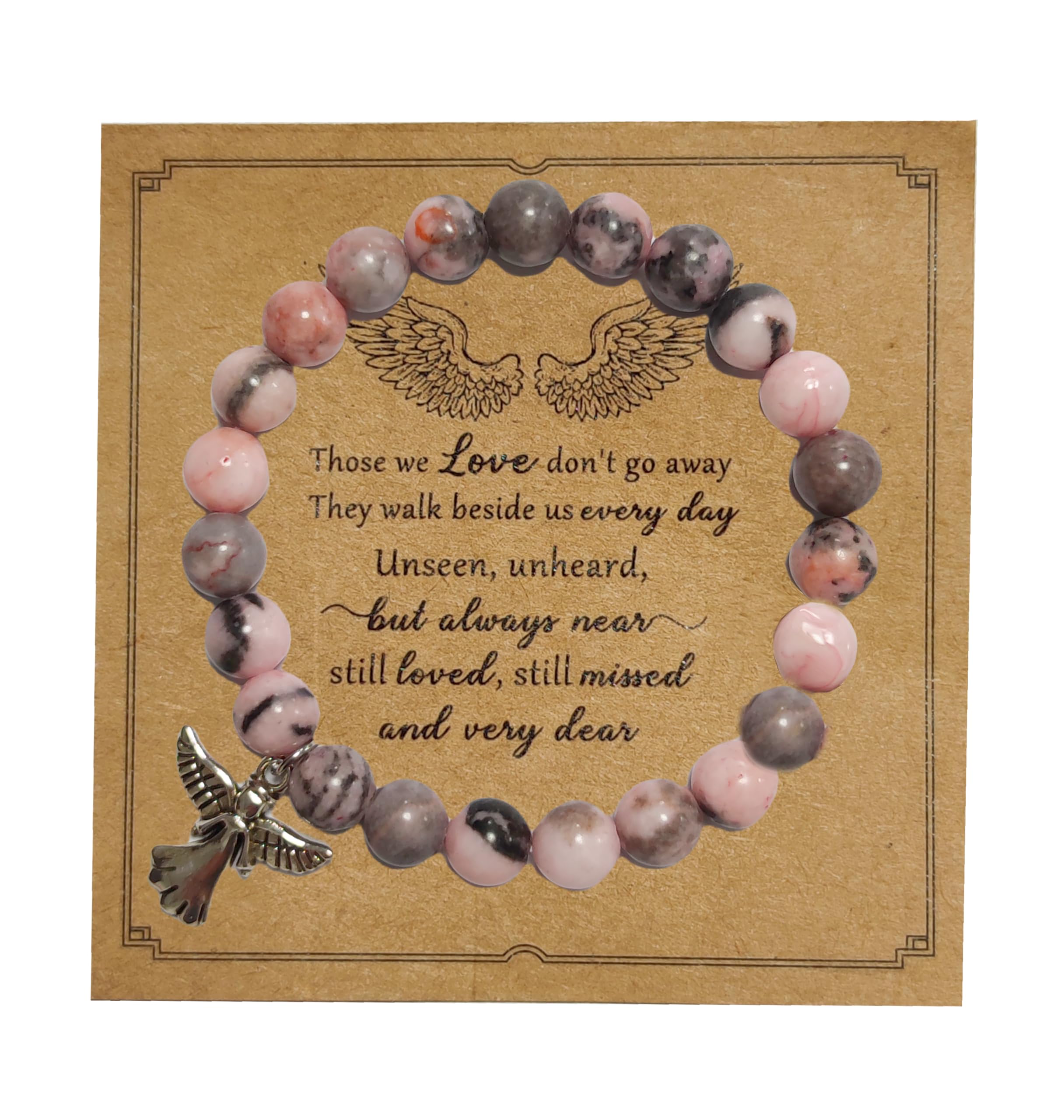 CaiyaoGuardian Angel Charm Bracelets Healing Crystal Beaded Stretch Bracelet Inspirational Religious Protection Elastic Bracelet for Women Faith Love Jewelry Birthday Memorial Sympathy Gifts